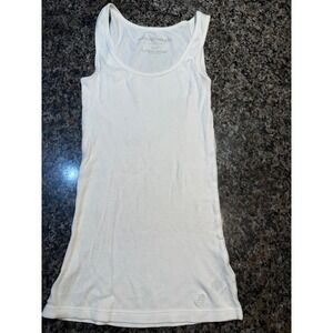 Aeropostale Stretch Ribbed Tank Top Women Small Cream White A87 Logo Scoop Neck